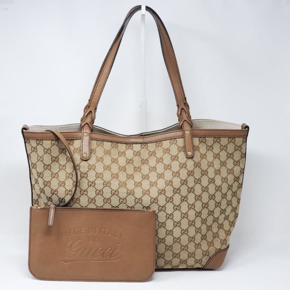 100% Auth Gucci Large Canvas Tote with Pouch Bag - Picture 2 of 15